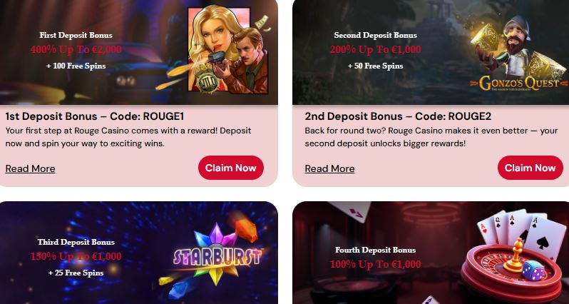 Get four deposit bonuses with free spins using codes
