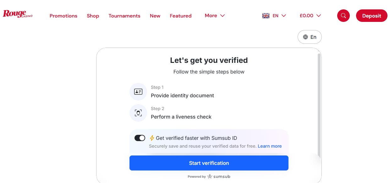 Verify your identity by providing required documents and completing a liveness check