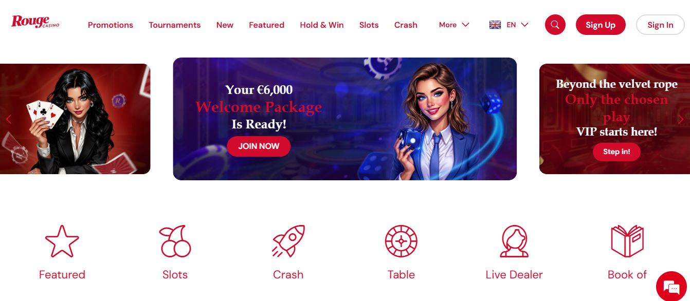 Claim your six thousand euro welcome package at Rouge